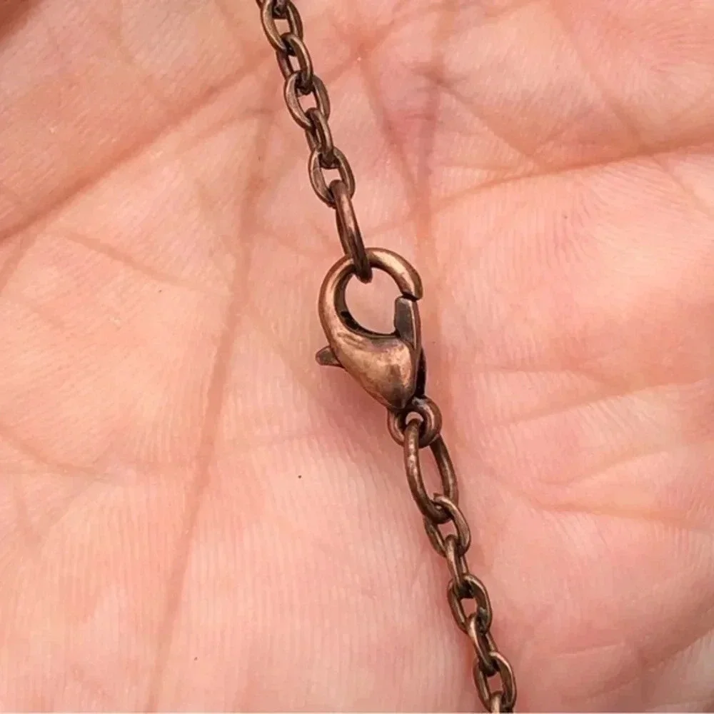 Gorgeous Handmade Heart Shape Tiger Eye and Antiqued Copper Rustic Necklace New